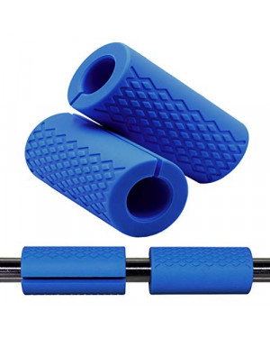 Dumbbell Bar Handle Grips - Standard Bar Grips for Weight Lifting Fitness Strength Training - Arm Chest Workout Machines Grip (Blue, 1" Bar, Fat)