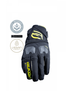 FIVE E-WP Black/Fluo Yellow Offroad Gloves with Knuckle Protection for Motorcycle/Scooter