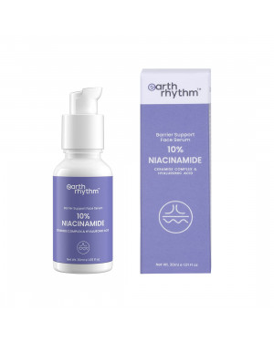 Earth Rhythm 10% Niacinamide Serum with Ceramides & Hyaluronic Acid | Evens Skin Tone | Improves Skin Barrier | All Skin Types - 30 ml