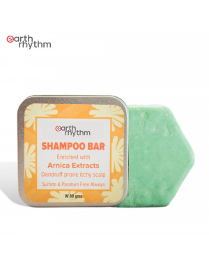 Earth Rhythm Anti Dandruff Shampoo Bar with Arnica Extracts for Itchy & Flaky Scalp (Tin Box) | Sulfate & Paraben Free - 80 gm