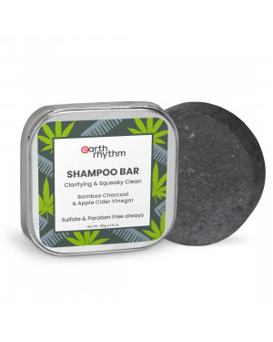 Earth Rhythm Hemp & Charcoal Clarifying Shampoo Bar (Tin Box) | Anti Hairfall & Hair Strengthening | Sulfate & Paraben Free - 80 gm