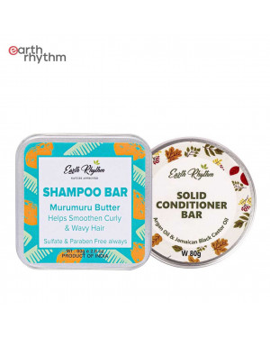 Earth Rhythm Murumuru Shampoo Bar 80gm & Argan Conditioner Bar 80gm Value Pack for Curly and Wavy Hair