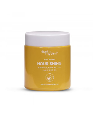 Earth Rhythm Nourishing Hair Butter with Hibiscus, Shea Butter & Kukui Nut | Restores Shine & Deep Hydration | Hair Mask | Leave In Conditioner - 100 ml