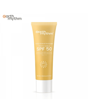 Earth Rhythm PhytoShield Mineral Sunscreen SPF 50 for All Skin Types | PA+++, Non Sticky/Non Greasy, No White Cast | For Men & Women - 50 ml