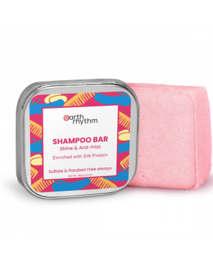 Earth Rhythm Silk Protein Shampoo Bar for Shine & Anti Frizz (Tin Box) | Sulfate & Paraben Free - 80 gm
