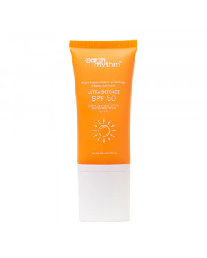 Earth Rhythm Ultra Defence Sunscreen SPF 50 for All Skin Types | PA++++, Non Sticky/ Non Greasy, Zero White Cast | For Men & Women - 50 ml