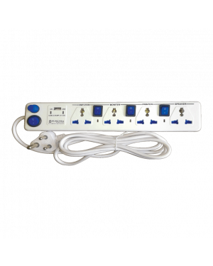 Electra Electric Spike Guard 4 Way Socket With 1USB Four Switch