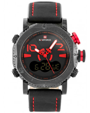 Naviforce Double Time Function Analog/Digital Watch For Men NF9094 Black/Red