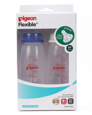 Pigeon Peristaltic Nursing Bottle Twin Pack KPP 240ML(Blue And White ) Nipple