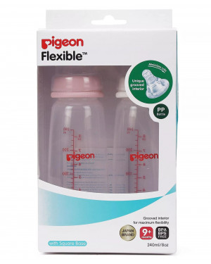 Pigeon Peristaltic Nursing Bottle Twin Pack KPP 240ML(Pink And White ) Nipple