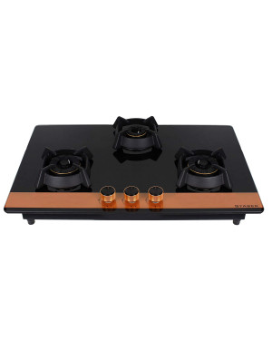 Faber Hobtop Utopia HT783 CRS BR CI AI 3 Brass Burner Auto Electric Ignition Glass Top (Black)