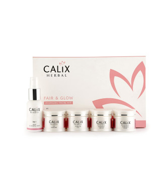 Calix Herbal Fair & Glow Ayurvedic Facial Kit Creamy Whitening Beneficiation Enriched with Lemon and Berries, 260 gm