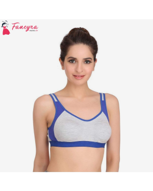 Fancyra - Incredible Fashion Women Bra Cotton Non Padded Daily Workout Sports Bra Yoga ,Gym Size 32 Blue Color