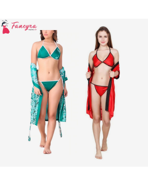 Fancyra - Combo set of Stylish Nightwear with Bra Panty Set Free Size 