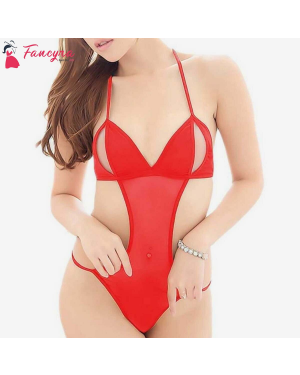 Fancyra - Women Sexy Nightwear Lingerie Satin Baby Doll with G String Free Size Red Color