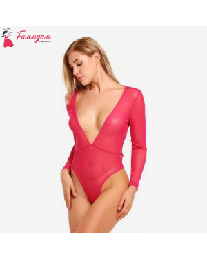 Fancyra - Women Sexy Polyamide Spandex Mix & Poly Cotton Plain Above Knee Babydoll Lingerie Free Size Pink