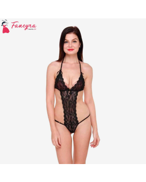 Fancyra - Women Sexy Babydoll Lingerie Sleepwear Free Size Black Color
