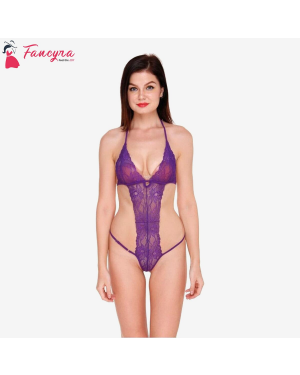 Fancyra - Women Sexy Babydoll Lingerie Sleepwear Free Size Purple Color