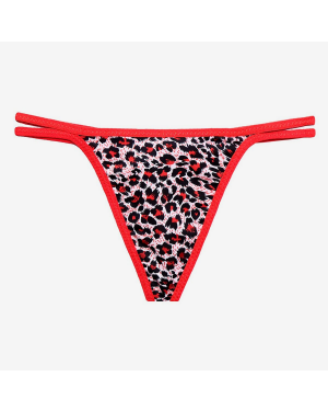 Fancyra - Women's Lace Tiger Print Thong Panty Free Size Red Color