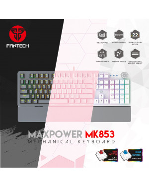 Fantech MK853 Wired Mechanical Gaming Keyboard(White, Pink Edition) (Blue, Red Switch)
