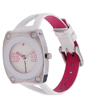 Fastrack White Dial White Leather Strap Watch 6026SL01
