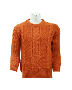 Orange Woolen Full Sleeve Knitted Highneck Sweater For Men