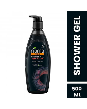 Fiama Men shower gel, deep clean with charcoal and grapefruit, skin conditioners for refreshed skin, bodywash 500ml bottle