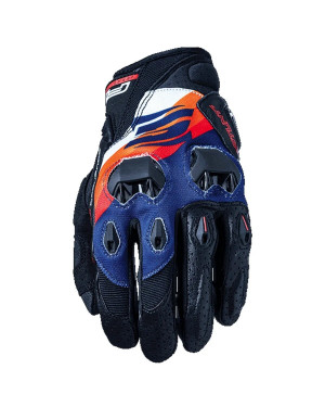 FIVE STUNT REPLICA Shade Orange/Navy Leather Street Gloves with Knuckle Protection for Motorcycle/Scooter