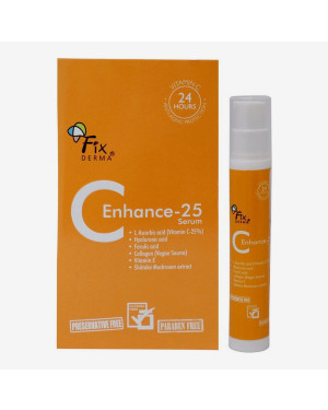 Fixderma C Enhance / C-Enhance - 25 Serum (Fix Derm) - Vitamin C Serum With Vitamin E, Anti Aging Protection - Reduces Dark Spot & Wrinkles - 15ML