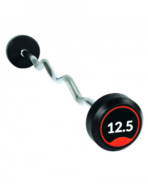 Fixed Rubber Curl Barbell 12.5kg