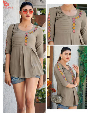 Fuloo Glazier Rayon tops with Embroidery for Women # 1029