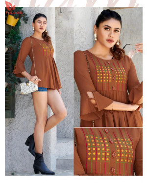 Fuloo Glazier Rayon tops with Embroidery for Women # 1030