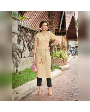 FuLoo's Maple Cotton designer embroidered Kurti Only #Cream