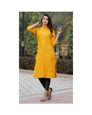 FuLoo'S Cotton Front Slit Solid Kurti