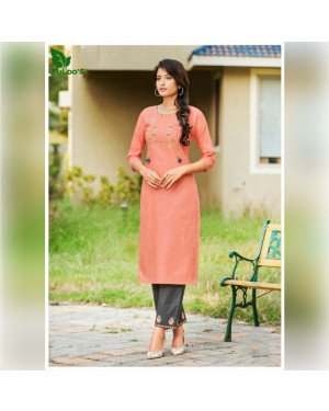 FuLoo's Monopoly Pure Cotton Designer Embroidered Kurti for Women#04