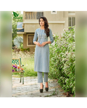 FuLoo's Octave Pure Cotton Designer Embroidered Kurti for Women #02