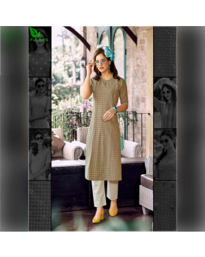 FuLoo's Theory Pure Cotton Pattern Designer Embroidered Kurti for Women #07