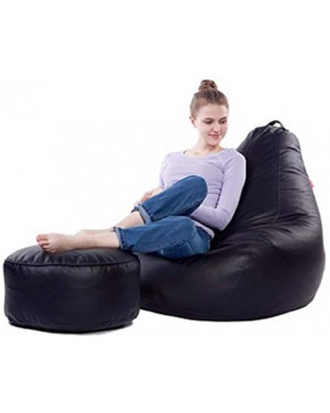 FUMO Pear Faux Leather Bean bag with Footrest