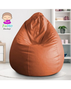 Fumo Premium Faux Leather Bean bag XXXL - Orange (with beans)