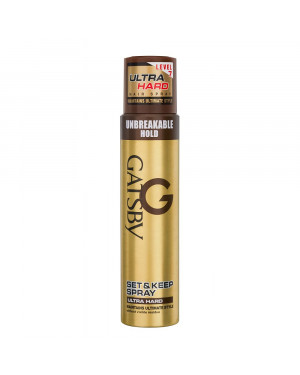Gatsby Set & Keep Hair Spray - Ultra Hard 250ml | Quick Drying, Long Lasting Hold, No Flaking, Natural Shine, & Easy Wash Off | Contains UV Ray Protector | Hair Spray For Salon Like Finish