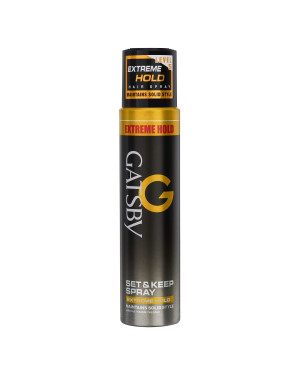Gatsby Set & Keep Hair Spray - Extreme Hold 250ml | Quick Drying, Long Lasting Hold, No Flaking & Natural Shine | Non Sticky & Easy Wash Off | Styling Hair Spray 