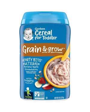 Gerber, Cereal for Toddler, Grain & Grow, Hearty Bits MultiGrain, 12+ Months, Banana, Apple, Strawberry, 8 oz (227 g)