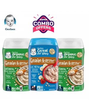 Gerber Organic Oatmeal Banana + Millet Quinoa(buy 2 Get 1 Free Organic Oatmeal Banana Cereal 227g)