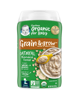 Gerber Organic Oatmeal Banana Cereal, 2nd Foods, 8 Oz (227 G)