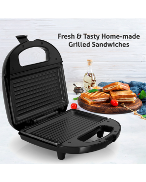 Glen Sa 3024 Sandwich Maker - Electric Sandwich Maker Grill with Non-Stick Coating Plates, 750W - Black (3024BGRILL)