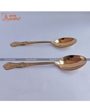 Axia Krafts Golden Brass Spoon Set 6.9 inches ( Set of 2 ) Cutlery Fine Dining Royal Dining Axia Krafts