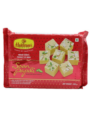 Haldirams Soan Papdi - Authentic Taste, Crispy & Flaky Texture, 500g Pouch