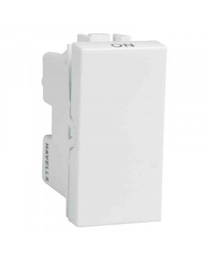 Havells Coral 10A Polycarbonate Pure White NDN Bell Push Switch with Indicator, AHCSBIW100