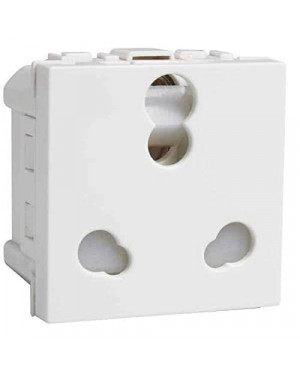 Havells Coral 6-16A Polycarbonate Pure White 3 Pin Shuttered Socket, Ahlkcxw163