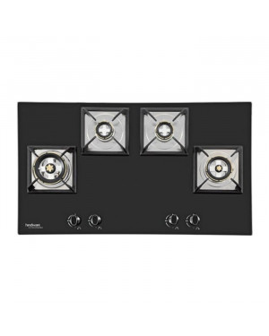 Hindware Andrea Stainless Steel 4 Burner Gas Stove, (Black)